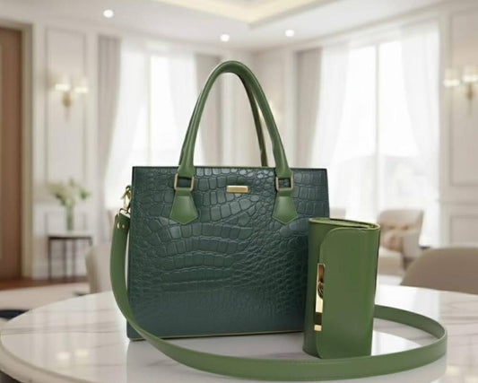 Rexin Material hand bag (Crocodile 2 pcs set hand bag)